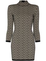 Balmain robe courte en maille à motif monogrammé - Noir