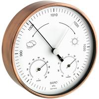 TFA Dostmann analoog weerstation voor binnen en buiten, 20.2027.51, met thermometer, hygrometer en Domatic barometer voor weersvoorspelling, weerbestendig, koper, (L) 160 x (B) 46 x (H) 160 mm