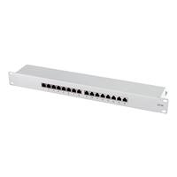 LogiLink Professional NP0075 volledig afgeschermd CAT 6A patch- / verdelerveld met 16 poorten, PoE en PoE+, (1 hoogteeenheid) lichtgrijs
