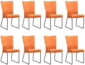 Set van 8 Oranje leren industriële eetkamerstoelen Mate - Kenia Leer Rost (oranje leer)