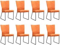 Set van 8 Oranje leren industriële eetkamerstoelen Mate - Kenia Leer Rost (oranje leer) - thumbnail