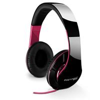 FANTEC SHP-250AJ Stereo HiFi-hoofdtelefoon (met beugel, On Ear, 3,5 mm jackstekker, bassterkte, grote en zachte oorkussens) zwart/roze