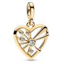 Pandora Me 762691C01 Hangbedel Medallion Heart and Rays zilver-zirconia goudkleurig-wit - thumbnail