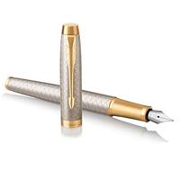 Parker IM Vulpen | Premium Warm Zilver | Fijne penpunt met blauwe inkt navulling | Geschenkdoos