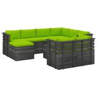 vidaXL 10-delige Loungeset met kussens pallet massief grenenhout