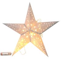 Verlichte kerstster lampion zilver 40 cm op batterijen