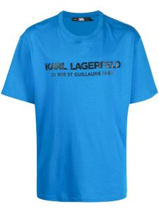 Karl Lagerfeld t-shirt à patch logo en cuir artificiel - Bleu