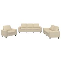 vidaXL 3-delige Loungeset stof crèmekleurig, fauteuil, 3-zitsbank, sofa, 2-zitsbank, bank, 2 zitsbank, zitbank, fauteuil stoel, 2 zits bank