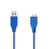 NEDIS USB-kabel | USB 3.2 Gen 1 | USB-A stekker | USB Micro-B stekker | 5 Gbps | vernikkeld | rond | PVC | Blauw | Envelop 2.00 m 2.00 m