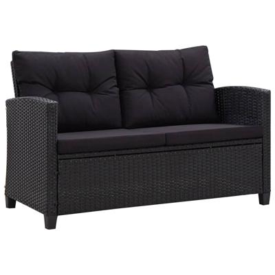vidaXL Tuinbank 2-zits met kussens 124 cm poly rattan zwart vidaXL Tuinbank 2-zits met kussens 124 cm poly rattan zwart