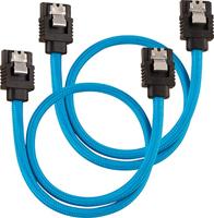 Corsair Premium SATA3-kabel (6 Gbps, 30 cm), met ommanteling, blauw