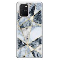 Samsung Galaxy S10 Lite siliconen hoesje - Marmer blauw