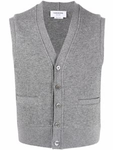 Thom Browne cardigan en cachemire à design sans manches - Gris