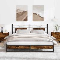 vidaXL Bedframe zonder matras metaal gerookt eikenkleurig 180x200 cm, tweepersoonsbed, bedden, ledikant, bed, bedombouw, metalen bedframe, logeerbed