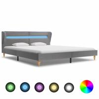 vidaXL Bedframe met LED stof lichtgrijs 160x200 cm