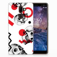 Silicone Back Case Nokia 7 Plus Skull Red - thumbnail