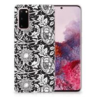 Samsung Galaxy S20 TPU Case Black Flowers - thumbnail