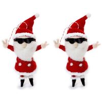 2x Kerstman kerstornamenten kersthangers 12 cm   -