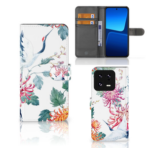 Xiaomi 13 Pro Telefoonhoesje met Pasjes Bird Flowers