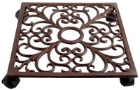 Esschert Design Plantenroller, bloemenroller van gietijzer, in roestbruin, vierkant, ca. 28 cm x 28 cm