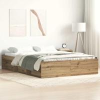 vidaXL Bedframe zonder matras spaanplaat artisanaal eikenkleurig