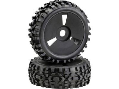 Absima 1:8 Buggy Complete wielen Crossline rough Pin Schijf Zwart 1 paar