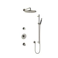 Hotbath Cobber IBS20 Regendoucheset inbouw - 35cm wandarm - 30cm ronde hoofddouche - staafhanddouche - glijstang - nikkel geborsteld IBS20GN57