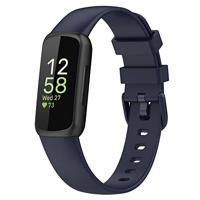 By Qubix - Compatible met Fitbit Inspire 3 - Sportbandje met gesp - Maat: Large - Donkerblauw - Compatible fitbit bandje