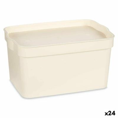 Opbergbak met Deksel Crème Plastic 2,3 L 13,5 x 11 x 20 cm (24 Stuks)
