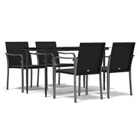 vidaXL 5-delige Tuinset met kussens poly rattan en staal, tuin set, tuinmeubel set, tuin tafel, tuinmeubelset, tuintafel, tuinstoel, tuin stoel