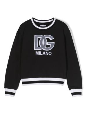 Dolce & Gabbana Kids Katoenen sweater met logopatch - Zwart
