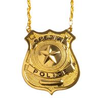 Boland Carnaval/verkleed accessoires Politie sieraden - ketting met badge - goud - kunststof   - - thumbnail