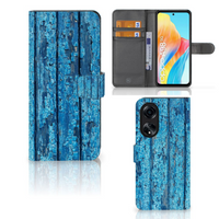 OPPO A98 5G Book Style Case Wood Blue - thumbnail