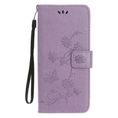 Shop4 - Samsung Galaxy A41 Hoesje - Wallet Case Vlinder Patroon Paars