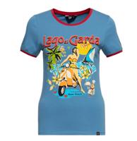 Queen Kerosin Lago di Garda Vintage Ringer T Shirt Sky Blue-XS