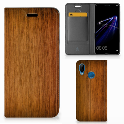 Huawei P20 Lite Book Wallet Case Donker Hout