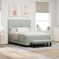 vidaXL Boxspringbed met Matras & Bank Lichtgrijs 160x200 cm Fluweel
