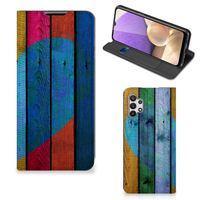 Samsung Galaxy A32 5G Book Wallet Case Wood Heart - Cadeau voor je Vriend - thumbnail