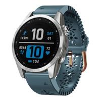 By Qubix - Flower siliconen bandje - Grijsblauw - Compatible met Garmin Fenix 7s/6s/5s / Instinct 2s / Epix Pro Gen 2 (42mm) - Compatible Garmin bandje - Bandbreedte: 20mm