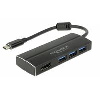 Delock 63931 USB-C (USB 3.2 Gen 2) multiport hub Zwart