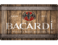 Wandplaat Bacardi Wood Barrel Logo