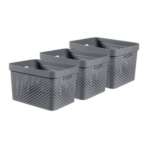 Curver Infinity Recycled Dots Opbergbox - 17L - 3 stuks - Grijs