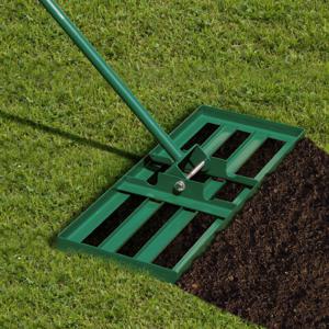 Gazonhark Metalen Gazonrakel met Ergonomische Handgreep Nivellering van Zandbodem voor Tuin Golfbaan 75 cm x 25 cm Groen