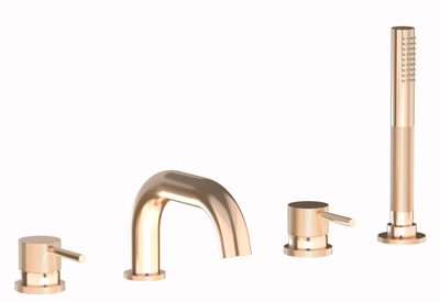 Plieger Roma afbouwdeel voor 4-gats badrandkraan met uitloop en handdouche, geborsteld rose goud