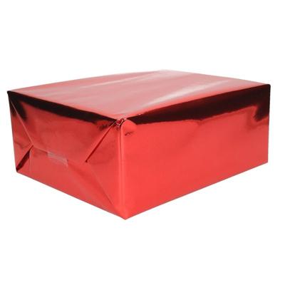 2x Folie kadopapier rood metallic - Cadeaupapier