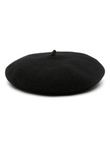 Stella McCartney logo-plaque wool beret - Noir