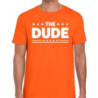 The Dude tekst t-shirt oranje heren