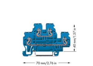 WAGO 870-504 Doorgangsklem 2-etages 5 mm Spanveer Toewijzing: N, N Blauw 50 stuk(s)