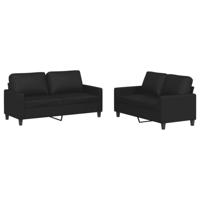 vidaXL 2-delige Loungeset met kussens kunstleer zwart, fauteuil, 3-zitsbank, sofa, 2-zitsbank, bank, 2 zitsbank, zitbank, fauteuil stoel, 2 zits bank