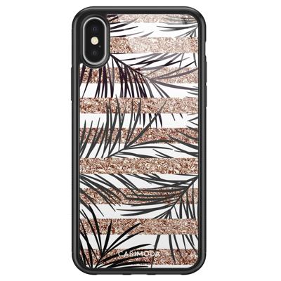iPhone X/XS glazen hardcase - Rose gold leaves iPhone X/XS glazen hardcase - Rose gold leaves